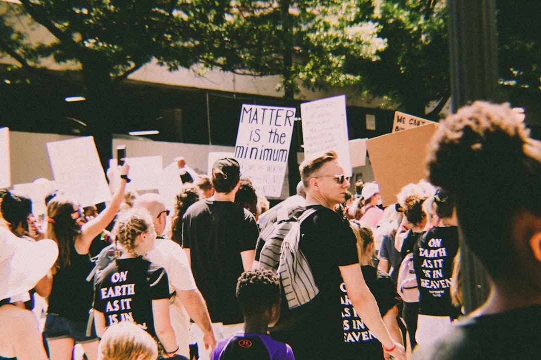 crowd of people protesting