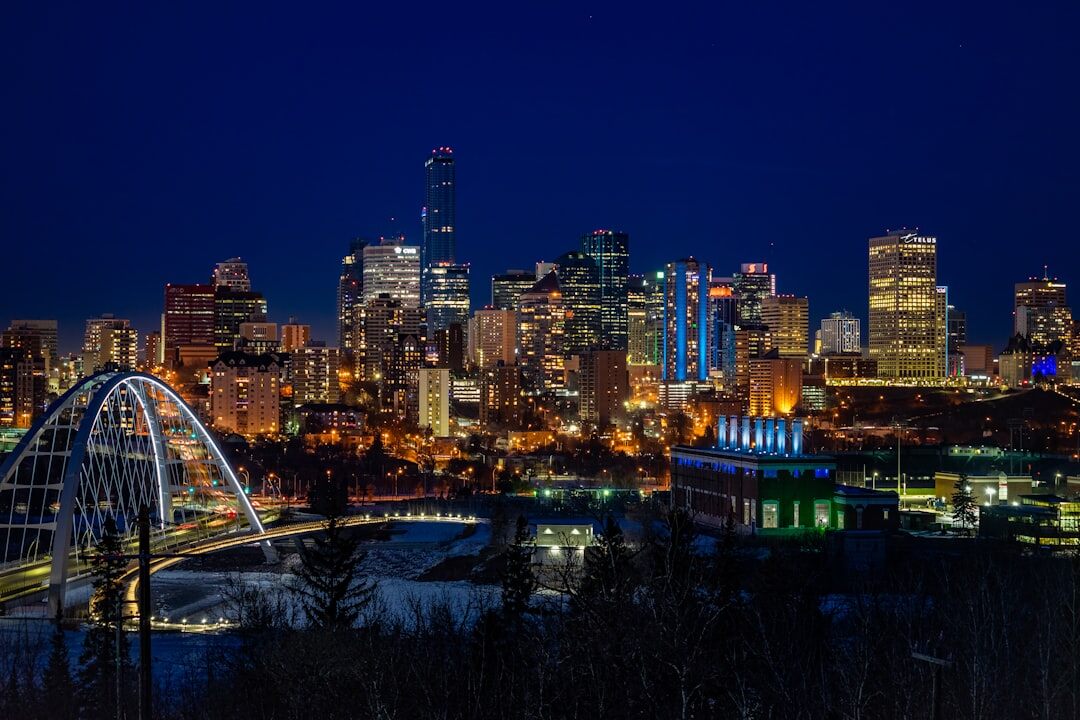 city skyline at night