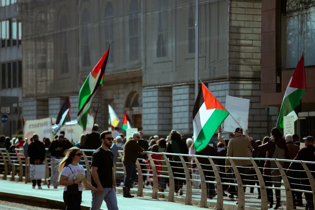 protest crowd in city street